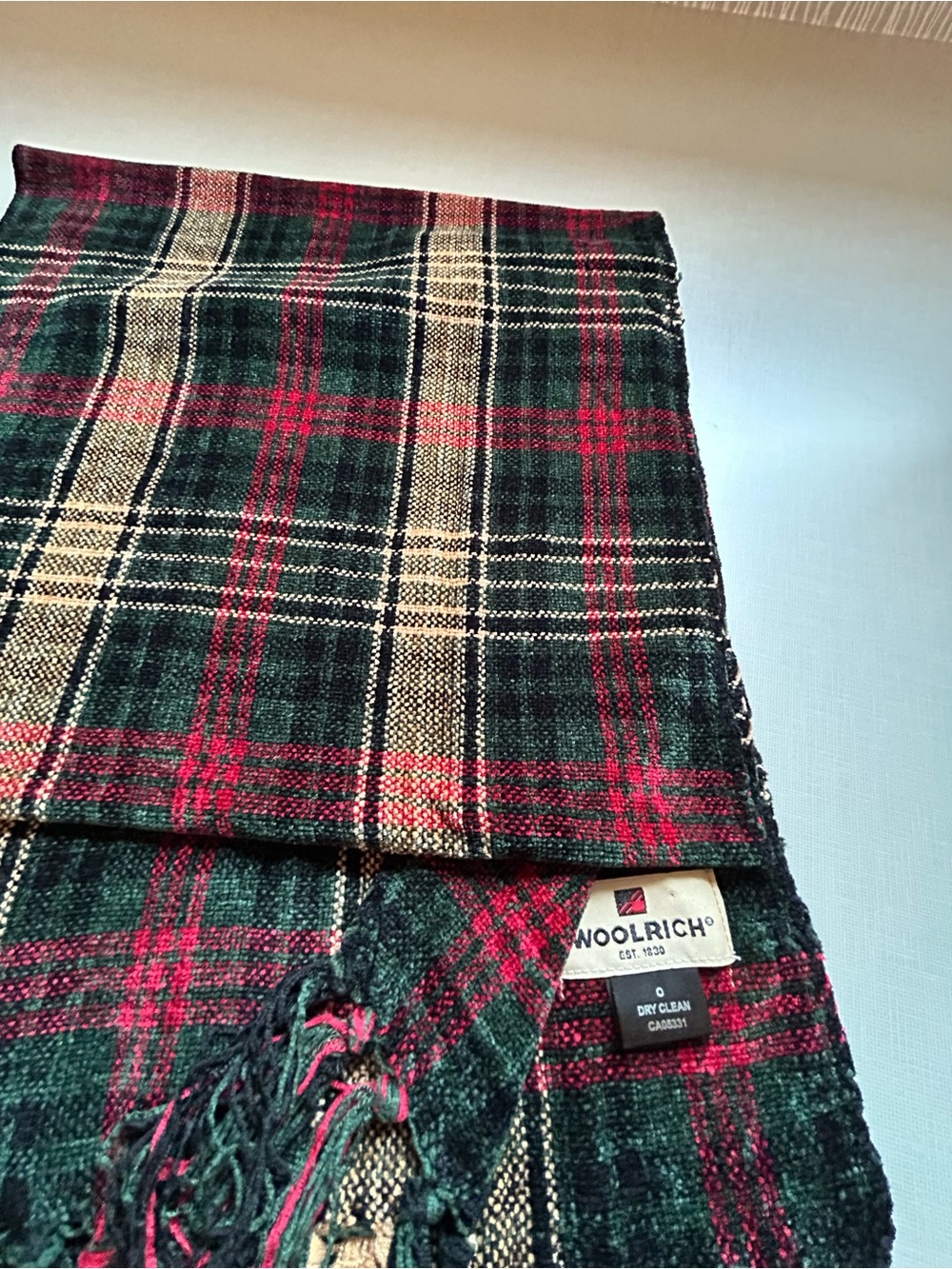 Vintage Woolrich Green and Red Tartan print scarf